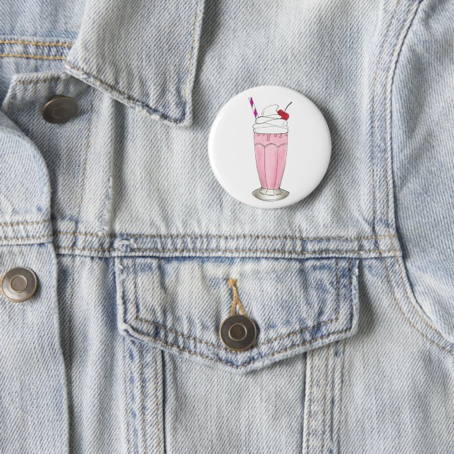 Pink Strawberry Ice Cream Shake Milkshake Dessert Button (Beispiel)
