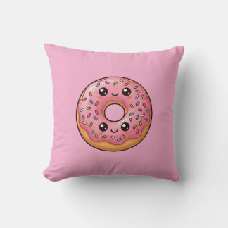 Pink Strawberry Iced Donut Kawaii Cushion Pillow Kissen