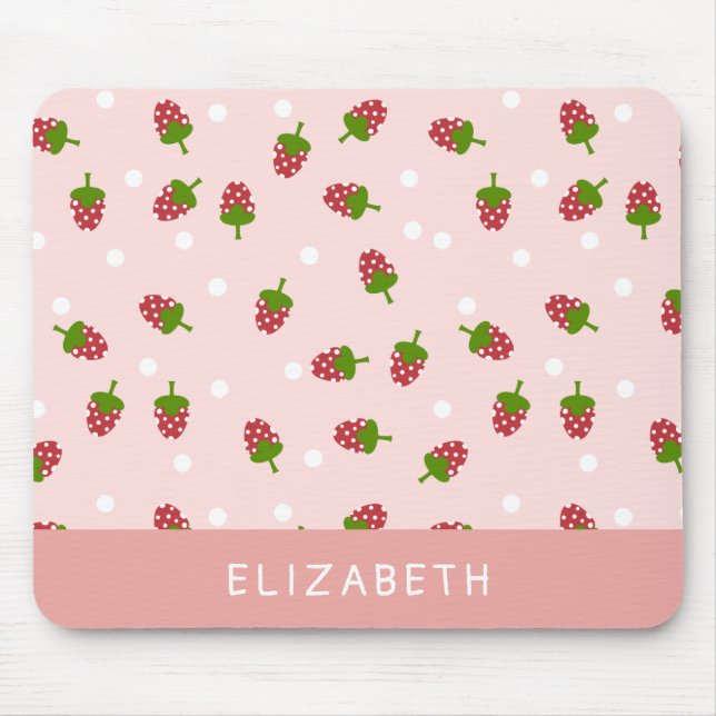 Pink Strawberry Kawaii Girly Niedliche Ästhetik Pa Mousepad (Vorne)