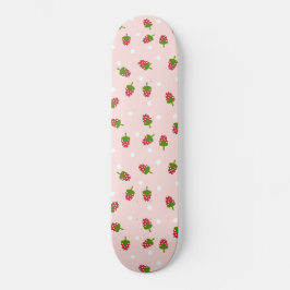 Pink Strawberry Pattern Niedlich Girly Kawaii Skateboard