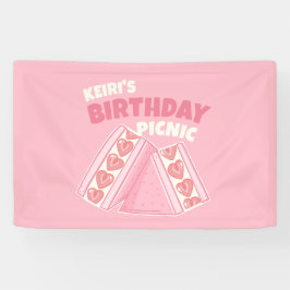 Pink Strawberry Sandwich Birthday Picnic Party Banner