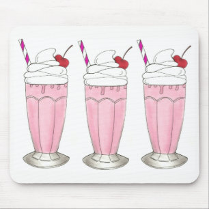 Pink Strawberry Shake Ice Cream Milkshake Foodie Mousepad