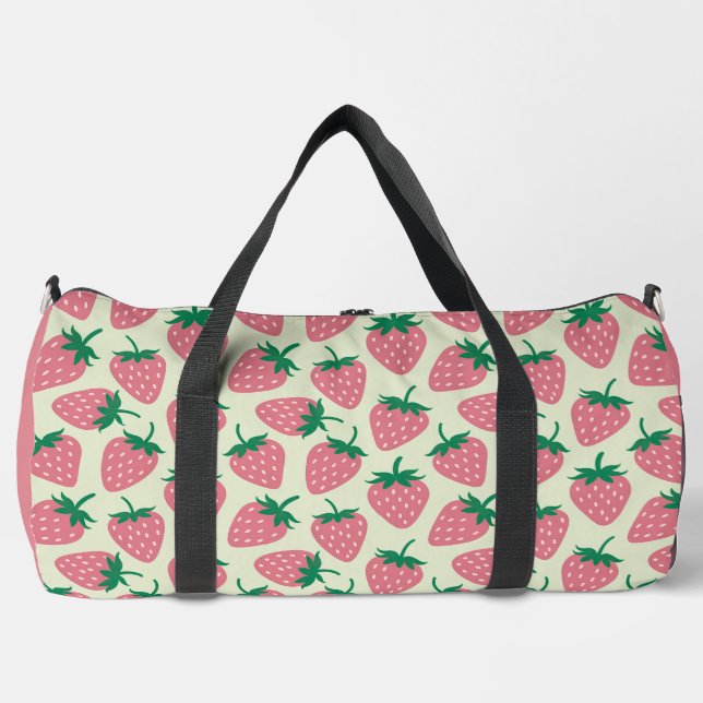 Pink Strawberry Summer Pattern Duffle Bag (Vorderseite)