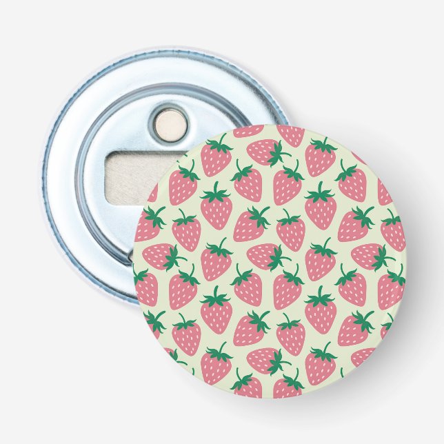 Pink Strawberry Summer Pattern Flaschenöffner (Vorderseite)