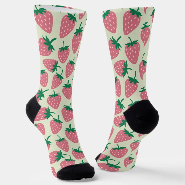 Pink Strawberry Summer Pattern Socken (Gewinkelt)