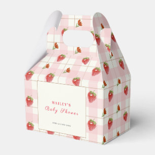 Pink Strawberry Sweet Gingham Baby Dusche Geschenkschachtel
