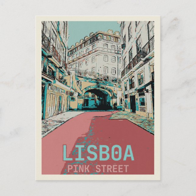 Pink Street, Cais do Sodré, Lissabon - Charme Postkarte (Vorderseite)