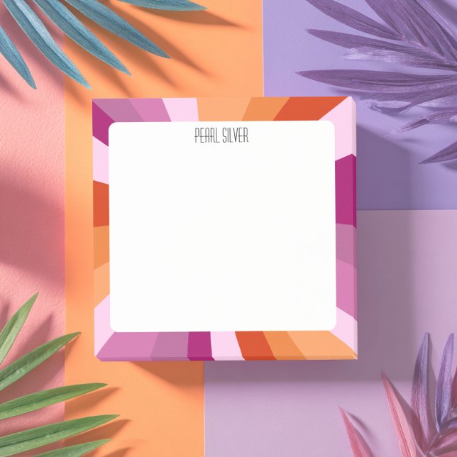 Pink Streifen CUSTOM Chic Monogramm Personalisiert Post-it Klebezettel (Pink Purple Orange Bold Stripes CUSTOM Chic Monogram Personalized Post-it Notes
)