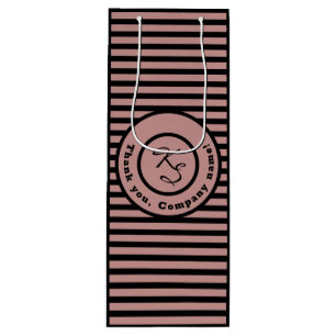 Pink Streifen Custom Monogram & Company Name Geschenktüte Für Weinflaschen