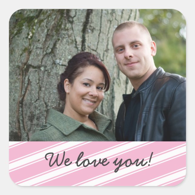 Pink Streifen Muster Sticker Design Personalisiert (Vorderseite)