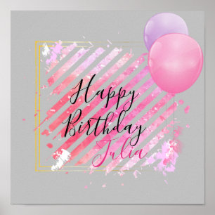 Pink Streifen Pinot Pinselstriche und Balkone Poster