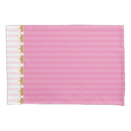 Pink Streifen und Goldkronen Kissen Case Kissenbezug