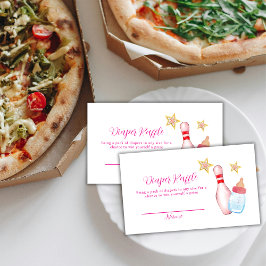 Pink Strike Up Bowling Diaper Raffle Baby Shower  Begleitkarte