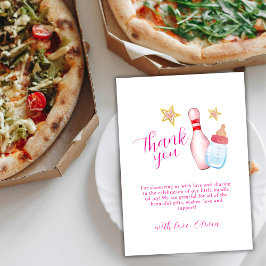 Pink Strike Up Some Fun Bowling Girl Baby Shower  Dankeskarte