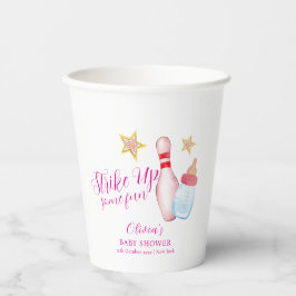 Pink Strike Up Some Fun Bowling Sport Baby Shower  Pappbecher