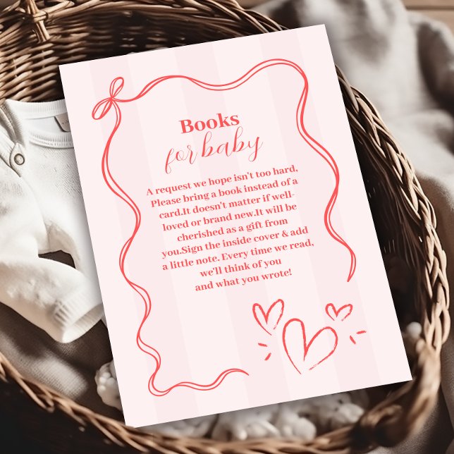 Pink Strip Coquette Bücher für Baby Begleitkarte (Von Creator hochgeladen)