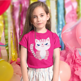 Pink Strip Kitty Cat T-Shirt