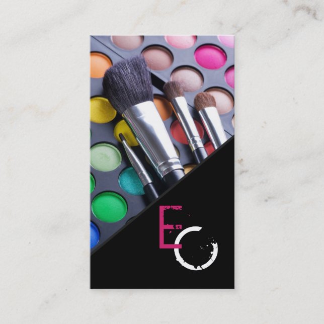 Pink Strip Make up Artist Palette Business Card Visitenkarte (Vorderseite)