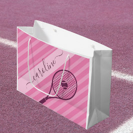 Pink Strip Tennis Racket Geschenktasche Große Geschenktüte
