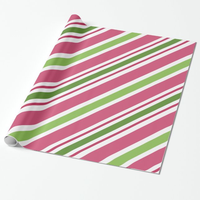 Pink Strip Weihnachtswrapping Paper Geschenkpapier (Ungerollt)
