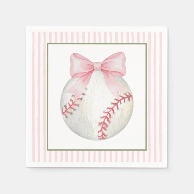 Pink Stripe Baseball  Serviette (Vorderseite)