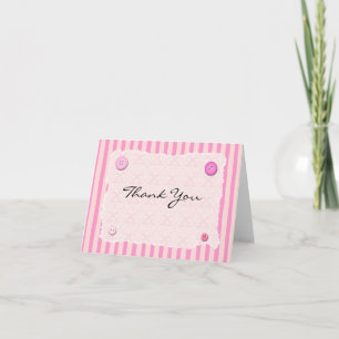 Pink Stripe Brocade ButtonVielen Dank Dankeskarte