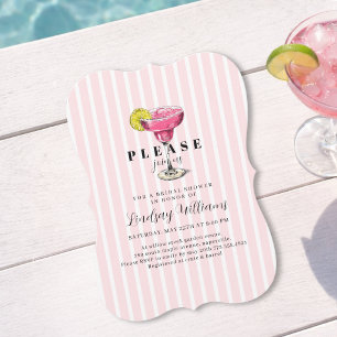 Pink Stripe Cocktail Brautparty Feier Einladung