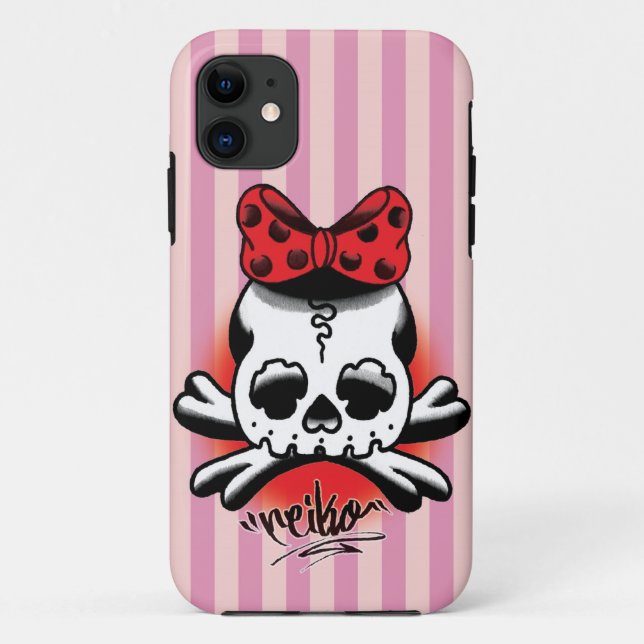 Pink Stripe Dokuro-Chan Case-Mate iPhone Hülle (Rückseite)