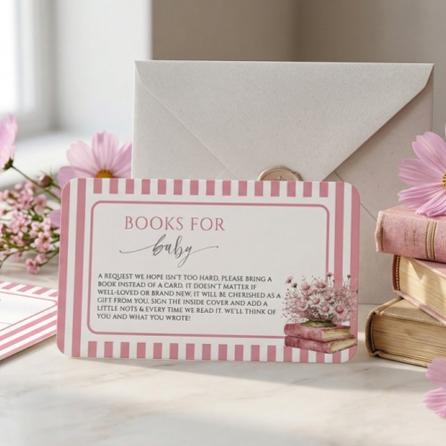 Pink Stripe Floral New Chapter Begins Baby shower Begleitkarte (Von Creator hochgeladen)
