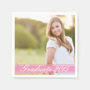 Pink Stripe Graduation Party Papier Napkin Set Serviette