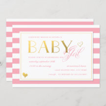 Pink Stripe Imitate Gold Baby Girls Dusche