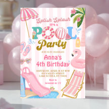 Pink Stripe Pool-Party-Mädchen-Geburtstag