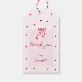 Pink Stripe Red Heart Little Sweetheart Birthday Geschenkanhänger