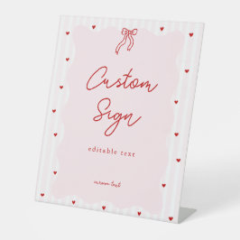 Pink Stripe Red Heart Little Sweetheart Birthday Sockelschild