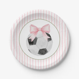 Pink Stripe Soccer Pappteller