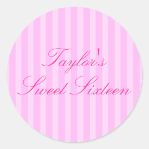 Pink Stripe Sweet16 Aufkleber
