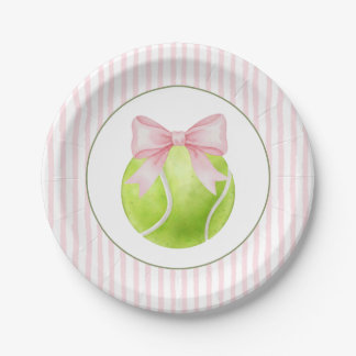 Pink Stripe Tennis Pappteller