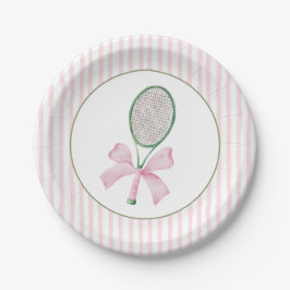 Pink Stripe Tennis Pappteller