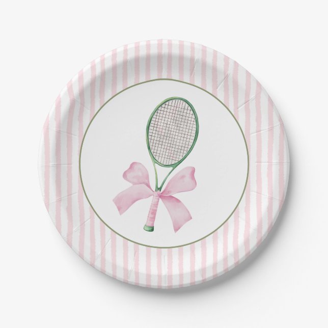 Pink Stripe Tennis  Pappteller (Vorderseite)