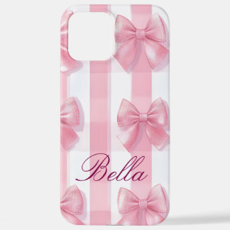 Pink Striped Bow Coquette Aesthetic Cute Girly iPhone 12 Pro Max Hülle