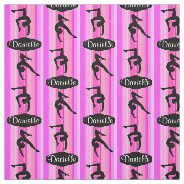 PINK STRIPED PERSONALISIERT GYMNASTICS FABRIC STOFF (Muster)