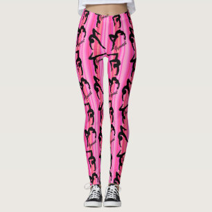 PINK STRIPED SUPER STAR GYMNASTICS LEGGINGS