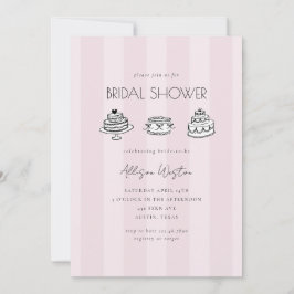 Pink Striped Vintage Cake Bridal Shower Invitation Einladung