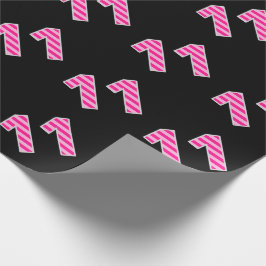 Pink Stripes 11 Event # (Geburtstag, Jahrestag) Geschenkpapier