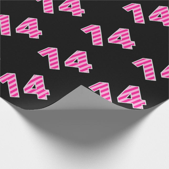 Pink Stripes 14 Event # (Geburtstag, Jahrestag) Geschenkpapier (Ecke)