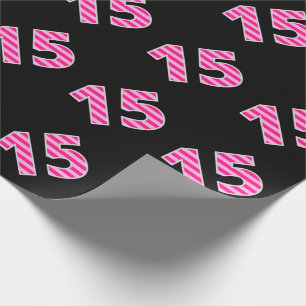 Pink Stripes 15 Event # (Geburtstag, Jahrestag) Geschenkpapier