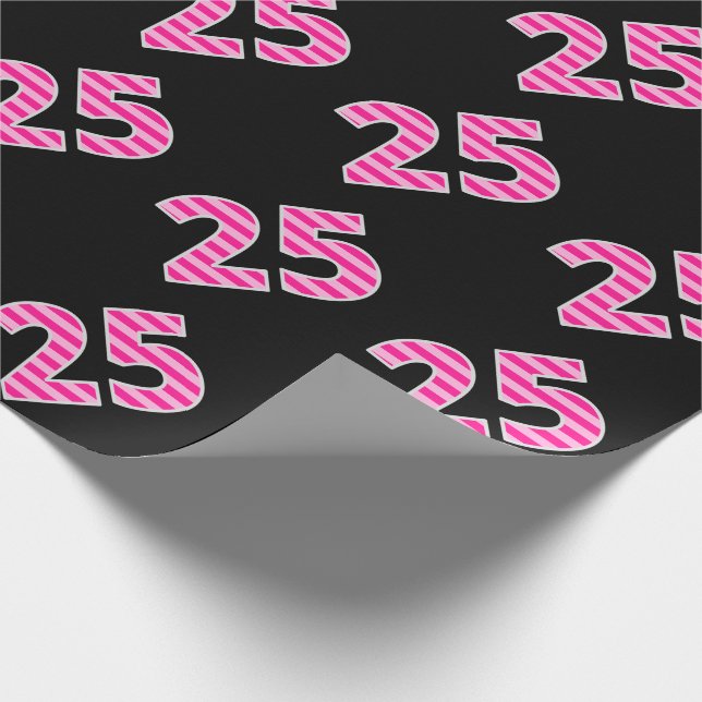 Pink Stripes 25 Event # (Geburtstag, Jahrestag) Geschenkpapier (Ecke)