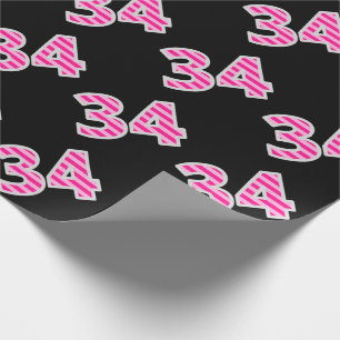 Pink Stripes 34 Event # (Geburtstag, Jahrestag) Geschenkpapier