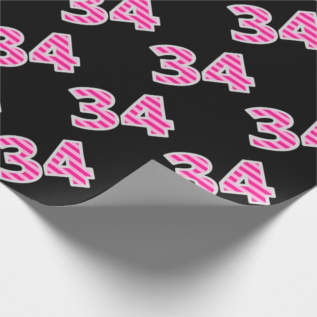Pink Stripes 34 Event # (Geburtstag, Jahrestag) Geschenkpapier (Ecke)