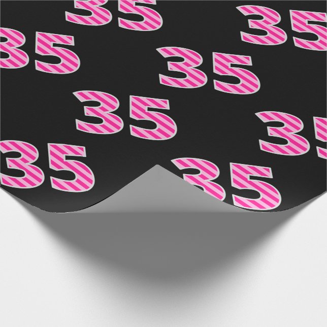 Pink Stripes 35 Event # (Geburtstag, Jahrestag) Geschenkpapier (Ecke)